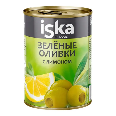 Зеленые оливки Иска с лимоном 300мл