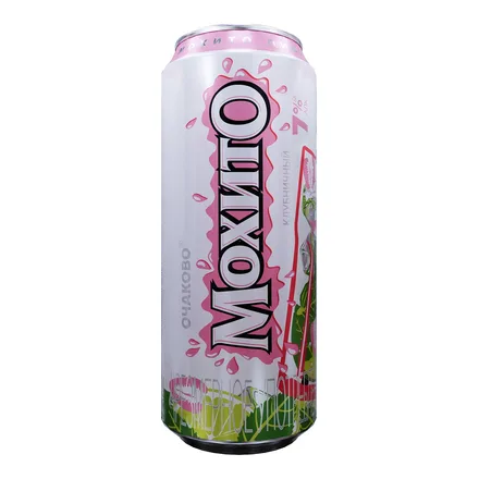 Пивной напиток Очаково Мохито Клубничный 7,0% ж/б 0,45л