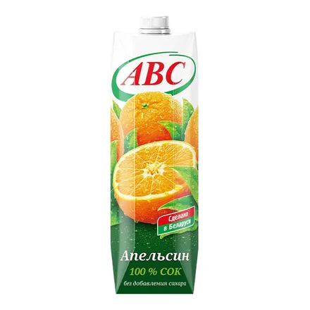 Сок "АВС" апельсиновый 100% 1л
