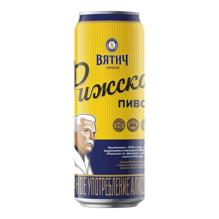 Пиво Рижское Вятич св.фильтр.непастериз.4,9%, ж/б 0,45л