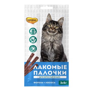 Лакомство для кошек Мнямс лакомые палочки с форелью и лососем (3х5г) 15 гр