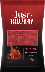 Чипсы Just Brutal со вкусом утки с соусом из дикой брусники 85г