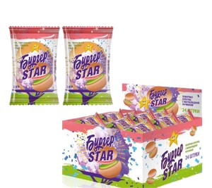Зефирная булочка Бургер Star с мармеладной начинкой 20г