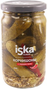 Огурцы Корнишоны с перцем чили Иска ст/б 350г