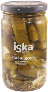 Огурцы Корнишоны с зеленью Иска ст/б 370мл
