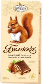 Шоколад Белочка молочный с цельным фундуком 100г