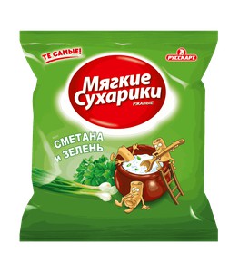 Сухарики «Мягкие сухарики» Сметана и Зелень 38г
