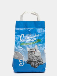 Наполнитель комкующийся Счастливые лапки 3кг
