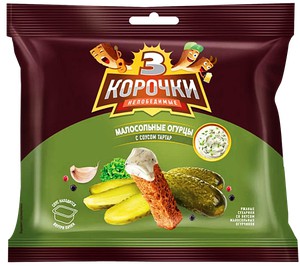 Сухарики 3 корочки ржаные Малос.огурцы соус Тартар 60г+20г