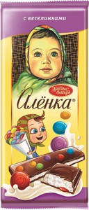 Шоколад Аленка с мол. нач. и драже 87г