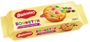 Печенье сдобное Яшкино Бонфетти с цветным драже 200г