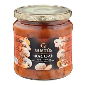 Фасоль GUSTUS с обжаренными грибами по-домашнему 480г