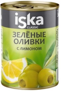 Зеленые оливки Иска с лимоном 300мл
