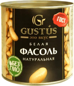 Фасоль белая натуральная Густус ж/б 400г