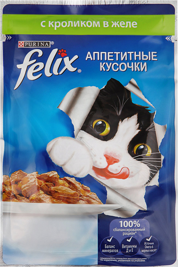 Корм для кошек Феликс с кроликом в желе 85г
