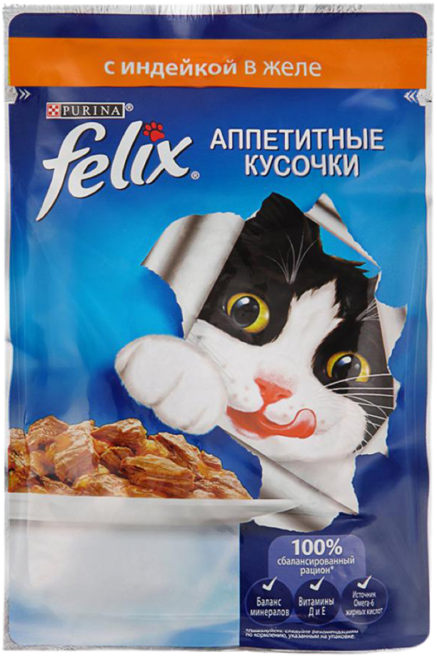 Корм для кошек Феликс с индейкой в желе 85г