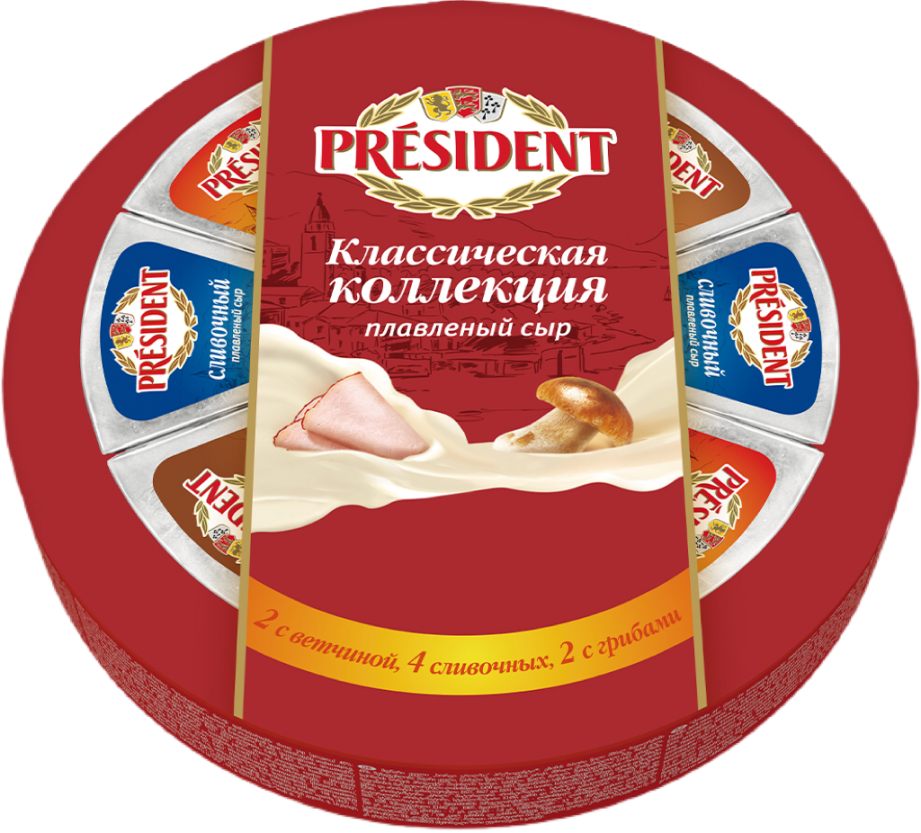 Сыр плавленый Президент ассорти 45% бзмж 140г