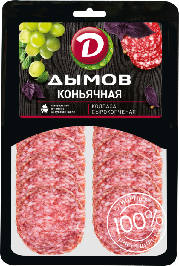 Изделие колбасное сырокопченое Колбаса полусухая Коньячная 90г