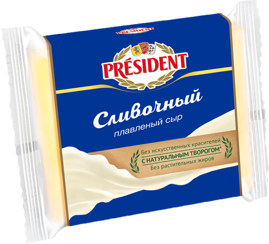 БЗМЖ Сыр плавленный ломтевой Сливочный Президент 150 гр 40%