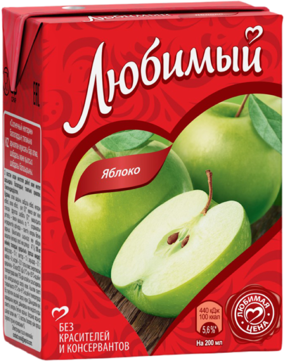 Напиток сокосодержащий Любимый Яблоко 0,2л купить и получить в любом ...