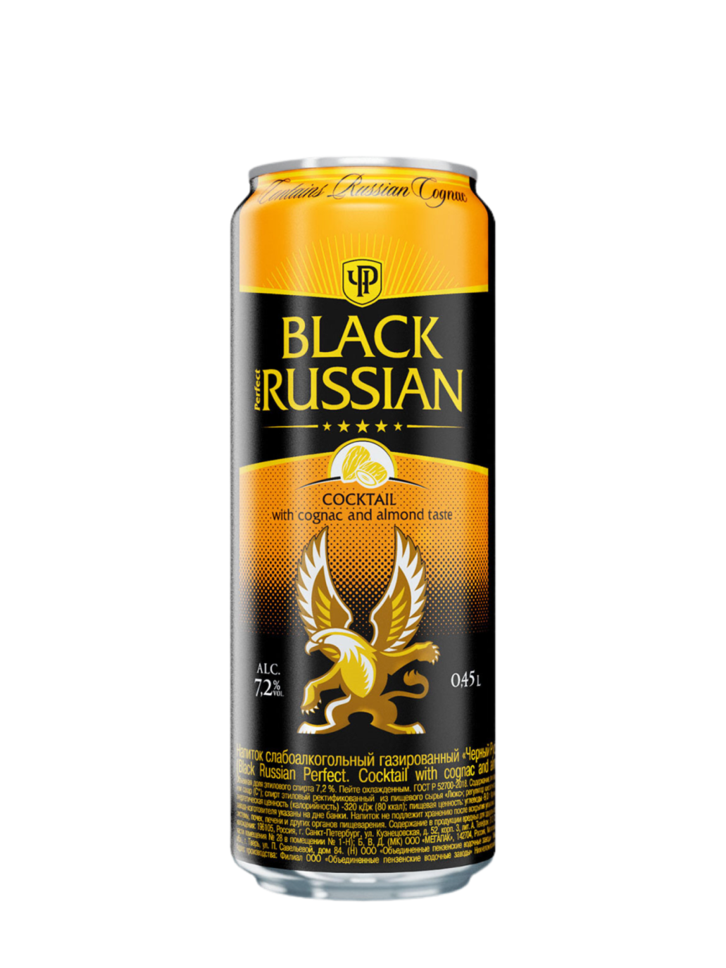 Напиток слабоалкогольный Черный русский Перфект с коньяком и вкусом миндаля ж/б 7,2% 0,45л