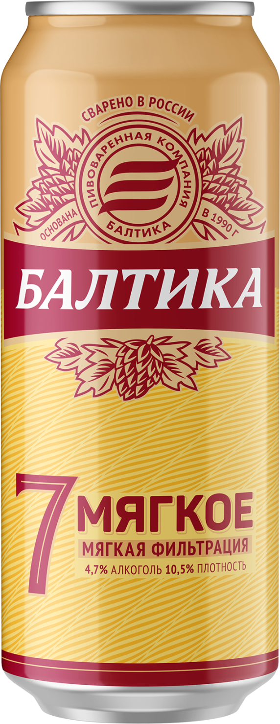 Пиво Балтика Мягкое №7 св. 4,7% ж/б 0,45л