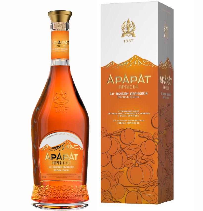 Арарат Априкот со вкусом абрикоса на основе коньяка 35% 0,5л в п/у (Армения)