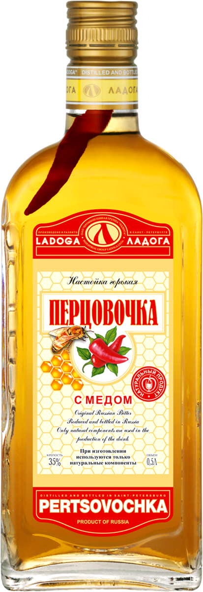 Настойка горькая Перцовочка с медом 35% 0,5л штоф (Россия)