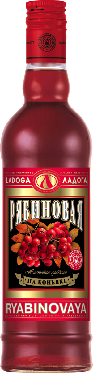Настойка сладкая Рябиновая на коньяке Ладога 24% 0,5л (Россия)