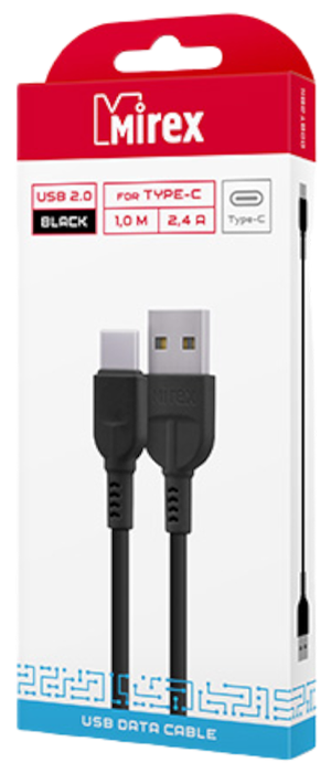 Кабель MIREX USB 2.0 AM-Type-C 1м 2.4 A быстрая зарядка