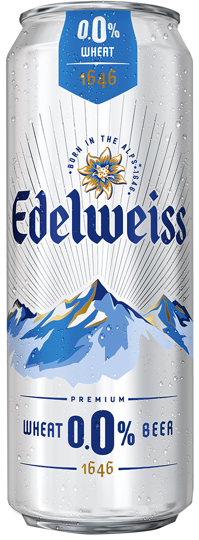 Пивной напиток Эдельвейс Пшеничное безалк. 0% ж/б 0,43л