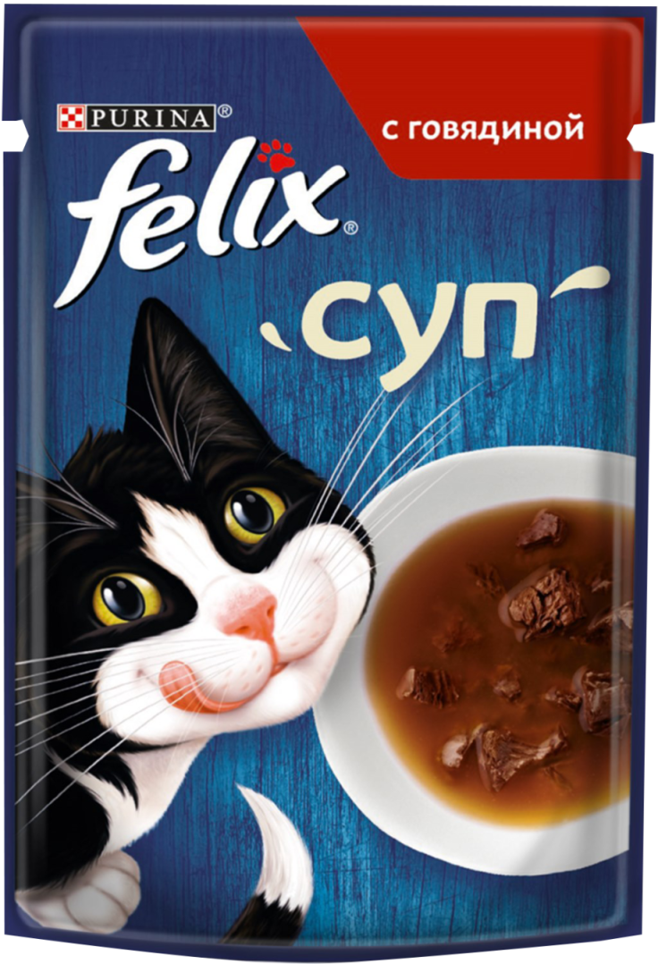Корм для кошек Суп Феликс с говядиной 48г