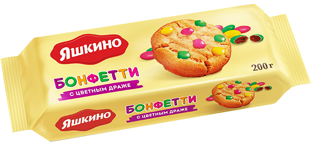Печенье сдобное Яшкино Бонфетти с цветным драже 200г