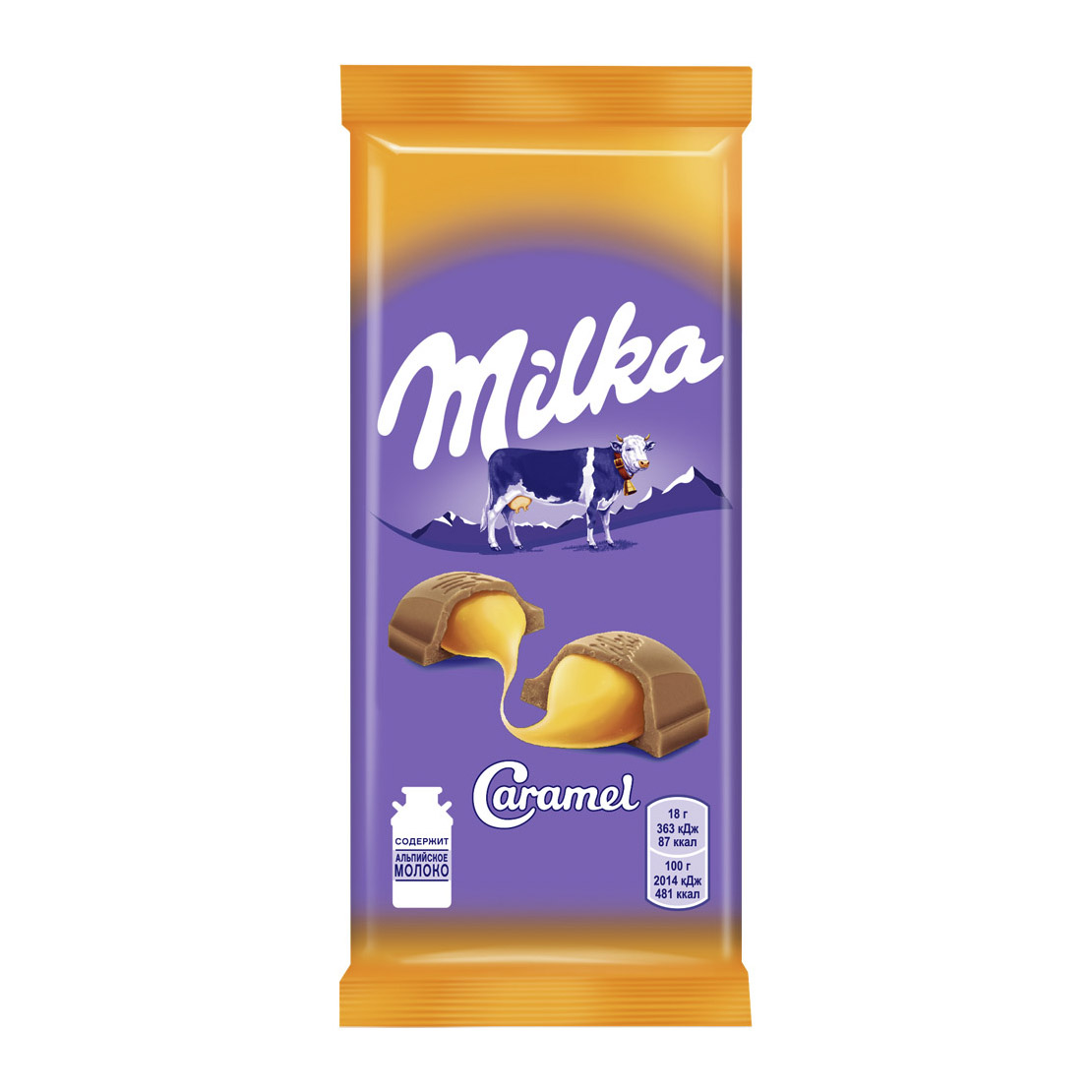 Молочный шоколад Милка с карамельной начинкой 90г