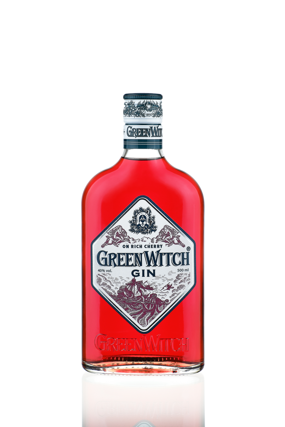 Джин "GREEN WITCH cherry" (Грин Вич вишня). 0,5 л 40%