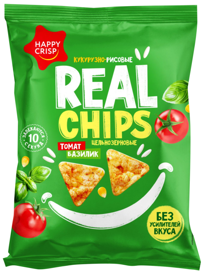 Чипсы Кукурузно-Рисовые "Happy Crisp" Томат и Базилик 50г купить и ...