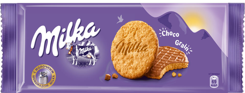 Печенье “Милка” с овс. хлопьями, покрытое молочным шоколадом 126 гр ...