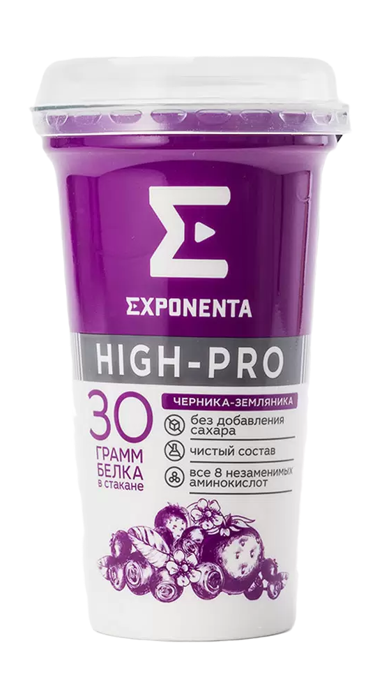 Напиток кисломолочный EXPONENTA HIGH-PRO черника-земляника 0,25л