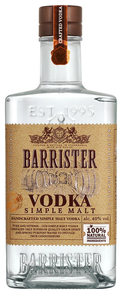 Водка особая  «БАРРИСТЕР СИМПЛ МОЛТ (BARRISTER SIMPLE MALT)» 0,5л 40%